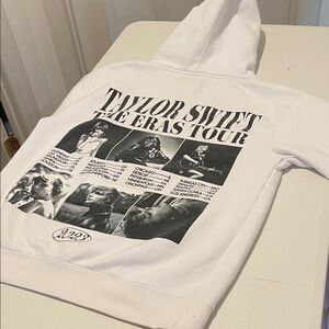Eras Tour 2023 White Hoodie Black Pics & Tour dates Unisex Sm